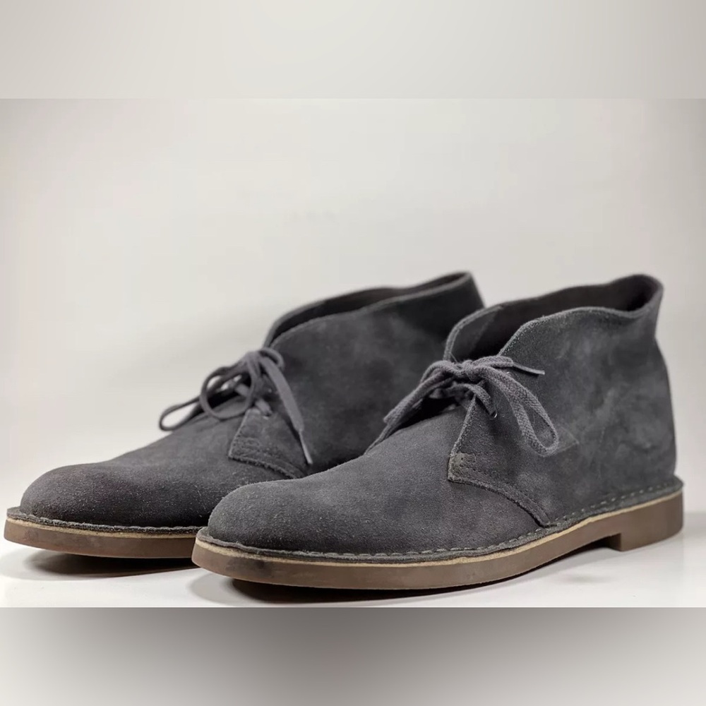 Clarks Bushacre 2 26033973 Gray Suede Leather Chukka Boots Lace Up Men Sz 11.5 M